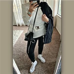 Maniere De Voir NWT White Tshirt Dress With Sleeves Sz 8